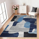 Garvee Tapis De Salon Motif Abstrait Moderne Antidérapant Ultra-Fin 120x170 cm Pour Chambre Et Bureau - Azul