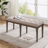 Garvee Banco De Asiento Vintage Acolchado Para Zapatos Y Piano Para Salón Vestíbulo Pasillo Comedor Dormitorio Beige 122x43x47