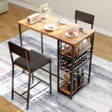 Garvee Juego de mesa de comedor para 2 personas con taburetes tapizados, mesa alta con estantes, MDF y acero, resistente 149.69kg, ahorra espacio, ideal para apartamentos Vintage - Vintage