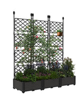 Garvee Set 3 Maceteros Verticales con Enrejado y Protección Visual, Plástico Resistente, Modular para Terraza y Jardín, Negro, Estable y Ligero - Negro