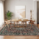 Garvee Alfombra Sala 120x170cm Rojo Marrón Vintage Antideslizante Lavable Respaldo TPR Ideal para Sala & Cocina - Marrón Rojizo