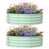 Garvee Jardineras Elevadas Galvanizadas 122x122x30 cm, Metal Redondo, Resistente, Fácil Montaje, Ideal para Huertos y Flores, 2 Unidades - Verde oliva