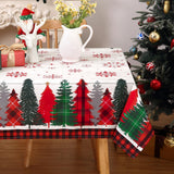 Garvee Mantel de Navidad Rectangular con Estampado de Pino y Textura de Madera, Tela Resistente, Diseño Festivo, 137x200cm - Rojo