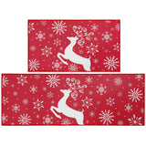 Garvee Alfombrillas cocina Navidad lino tejido copos nieve reno juego 2 antideslizantes lavables invierno hogar 100% poliéster 1900gsm rojo 40x60cm 40x120cm Alemania