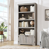 Garvee Estantería De 5 Niveles Con Puertas Y Estantes Ajustables Para Sala Y Oficina 69'' Gris - Gris