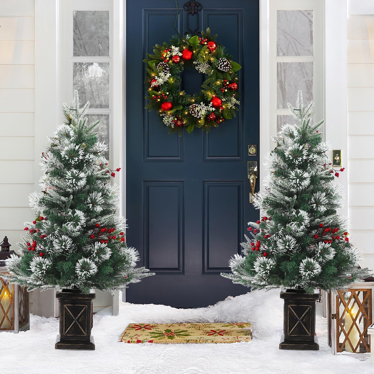 Garvee Árbol Artificial de Navidad 90cm 78 LED PVC Duradero Base X Estable Hogar Oficina Verde