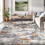 Garvee Teppich Moderno Abstracto Antideslizante Lavable Polipropileno Para Salón Y Dormitorio Naranja Gris - Naranja & Gris