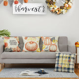 Garvee Federe 45x45 cm Set 4 Fundas Cojín Lino Estilo Fattoria Otoño Poliéster Resistente Cremallera Invisible Para Sofá Dormitorio Día Acción Gracias