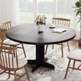 Garvee Mesa de Comedor Redonda de 120 cm, Mesa de Cocina y Salón Estilo Moderno con Patas Curvas, Color Negro para 4-6 Personas - Negro