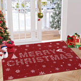 Garvee Alfombra navideña 60x100cm microfibra suave antideslizante TPR para entrada y dormitorio, diseño festivo - Rojo
