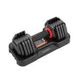 Garvee Set de Mancuernas Ajustables 11 kg con Mango Antideslizante y Doble Bloqueo para Gimnasio en Casa, Compacto, Hierro Fundido, Negro - Rojo & Negro