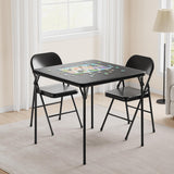 Garvee Juego De Comedor Plegable 3 Piezas Para 4 Personas, Mesa Cuadrada Con Tablero De Cuero Sintético, Sillas Acolchadas, Estructura Metálica, Diseño Ahorra Espacio, Cocina Y Comedor, Negro