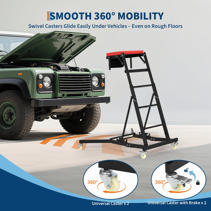 Tabla rodante 2 ruedas giratorias 2 frenos seguridad sin deslizamientos reparaciones vehículos