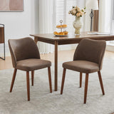 Garvee Sillas De Comedor Acolchadas 2 Piezas Tela Transpirable Asiento Cómodo Respaldo Ergonómico Madera De Caucho Mid-Century Para Restaurante Café - Café-PU