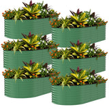 Garvee Jardineras Elevadas Galvanizadas 6 Piezas, Metal Resistente a la Oxidación, Exterior y Huertos, 244x122x46cm, Beige y Verde - Verde