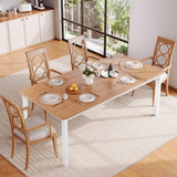 Garvee Mesa de Comedor Industrial 152cm, con Esquinas Biseladas y Patas Metálicas Resistentes, MDF, Nogal Blanco, para Cocina y Sala - Nogal & Blanco