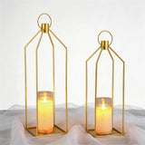 Garvee Set De 2 Faroles De Metal Con Velas LED Acrílicas Y Control Remoto Para Salón Y Jardín, 30,5-38,1 cm, Negro - Dorado