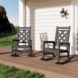 Garvee Silla Mecedora Exterior Adirondack HDPE Resistente Para Patio Y Jardín Textura Madera Fácil Montaje