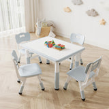 Garvee Mesa Infantil Con Sillas Ajustables En Altura, Tablero Para Garabatos, Sillas Ergonómicas Con Cojín Antideslizante, Material PEHD, Guardería, Multicolor