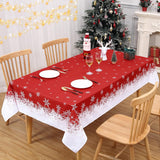 Garvee Mantel Navidad impermeable antiarrugas patrón copos nieve comedor 137x137cm rojo - Rojo