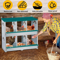 Garvee Caja de Anidación para Pollos 2 Capas 6 Compartimentos con Patas, Acero Galvanizado, Con 6 Huevos Falsos, Bandeja de Huevos Barra de Posadero, Resistente a la Oxidación, Verde Oscuro