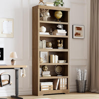Garvee Estantería de Almacenamiento de MDF de 6 Niveles sin Puertas de 191 cm de Alto con Estantes Ajustables para Hogar y Oficina Madera