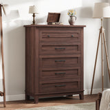Garvee Tocador de 5 Cajones para Dormitorio de Madera MDF con Patas de Metal Cajonera Alta Organizador Moderno 80 cm - Nogal