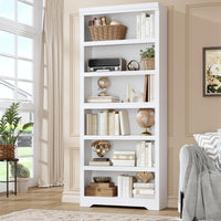Garvee Estantería de 6 niveles ajustable 191cm de alto, 80cm de ancho, MDF resistente, diseño antideslizante, estilo granja, para sala y oficina