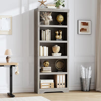 Garvee Estantería de Granja Alta 191cm con 2-6 Niveles Ajustables, MDF Resistente, Diseño Elegante, Antivuelco, para Sala y Oficina, Negro