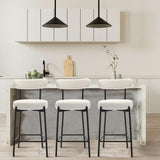 Garvee Set De 2 Taburetes De Bar 76 Cm Con Asiento Y Respaldo Acolchados, Base De Metal Robusto, Blanco Para Cocina Y Bar - Blanco