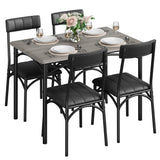 Garvee Juego de Comedor 5 Piezas para 4 Personas, Mesa Rectangular y Sillas de Metal y Madera con Asientos Tapizados, Diseño Ahorro de Espacio, 80,8×69,9×76,2 cm, Gris - Gris