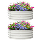 Garvee Jardineras Elevadas 2 Pack 91x91x30 cm Metal Galvanizado Resistente Jardinería Exterior - Blanco hueso
