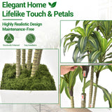 Garvee Drachenbaum Artificial 120cm Planta Tropical Realista con Ramas Ajustables y Maceta Blanca de Poliéster para Hogar y Oficina - Verde 1.22 m