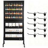 Garvee Soporte Expositor de Panel Perforado 2'x5' con Base en T y Ruedas, Hierro Resistente, Ideal para Ferias y Tiendas, Negro - Negro
