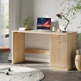 Garvee Escritorio Ejecutivo 152 cm con Almacenamiento, Moderno, MDF Natural Roble, Oficina en Casa, Versátil, Fácil de Montar