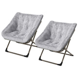 Garvee Silla Plegable Comfy para Adultos con Funda de Piel Sintética Suave, Estructura Metálica Triangular, Extra Grande, Ideal para Salón y Dormitorio, Gris