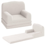 Garvee Sofá Infantil Convertible 2-en-1, Espuma Alta Densidad, Forro Sherpa Blanco Corona, Seguro y Ligero para Niños en Casa - Corona Blanca
