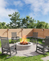 Garvee Silla Mecedora Adirondack de Polilumber para Exteriores, Respaldo Alto, Capacidad 172kg, Gris, para Patio y Porche - 