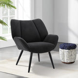 Garvee Sillón Orejero de Pana a Rayas, Reposabrazos Laterales + Patas de Metal, Gris Oscuro, Estructura Estable 160kg para Salón y Dormitorio - Gris Oscuro