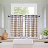 Garvee Rideaux de Cocina Imperméables con Motivo Buffalo Taupe, 2 Paneles, 71×61 cm, Poliéster, Fácil de Colgar para Cocina y Sala