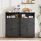 Garvee Conjunto De 2 Gabinetes De Almacenamiento Estilo Granero, Madera Ingenieril Negra, Para Cocina Y Bao, Estabilidad Antivuelco