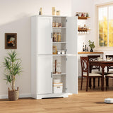 Garvee Armario de Despensa para Cocina 178 Cm de Alto 4 Puertas Estantes Ajustables Madera P2 Diseño Moderno Seguridad para Hogar y Cocina - Blanco