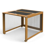 Garvee Gallinero de Madera con Extensión de Corral para Exteriores Natural 81×81×61 cm