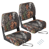 Garvee 2 Pack Asientos para Barco con Respaldo Bajo, Almohadillas de Espuma Gruesa, Plegables, para Pesca y Paseo en Lancha, PVC Resistente al Agua, Negro - Camo