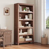 Garvee Estantería de Madera de 5 Niveles, Librería Grande de Estilo Rústico Vintage, Mueble Organizador para Salón, Dormitorio y Oficina, Marrón - Nogal