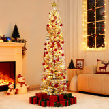 Garvee Árbol de Navidad 274cm Preiluminado con Agujas Nevadas, Ramas Ajustables, Base Metálica para Interiores y Fiestas, PVC Ignífugo, Diseño Delgado, Blanco - Blanco Flocado