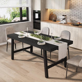 Garvee Mesa de Comedor Industrial para 4-6 Personas, 160 cm Madera Natural, Marco Metálico Resistente, Patas Antideslizantes, Ajustable, Cocina y Comedor - Negro