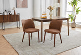 Garvee Sillas De Comedor De Cuero PU Juego De 4 Con Respaldo De Ala Cojines Gruesos Patas De Madera Para Cocina Y Sala - Marrón PU