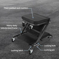 Garvee Asiento Mecánico Plegable 2 en 1 Z-Creeper 91cm 6 Ruedas Giratorias Acero Resistente 149.7kg Carga Máxima con 2 Pares de Guantes para Taller de Reparación Automotriz Negro