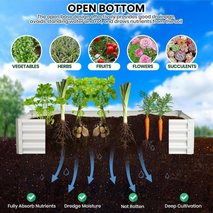Caja de cultivo con fondo abierto para drenaje natural